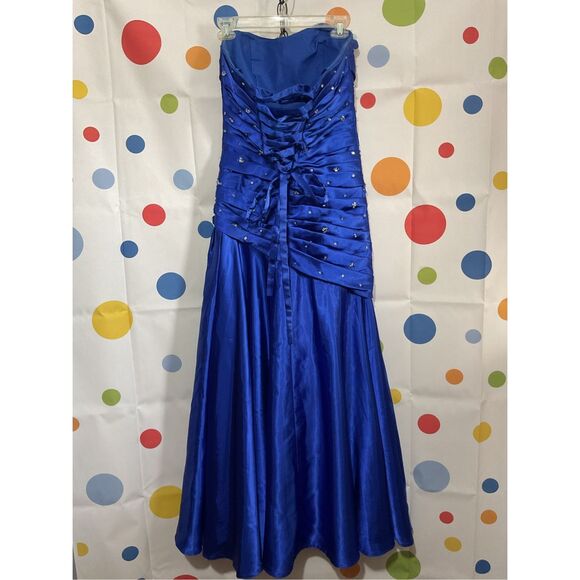 Mori Lee Madeline Gardner Size 5/6 Designer Formal Dress Strapless Blue Sequin A - Picture 14 of 16